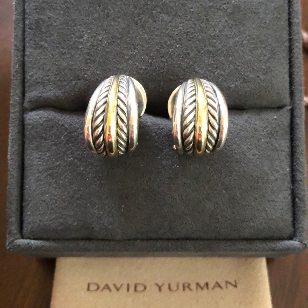 David Yurman Thoroughbred SS & 18k Gold Earrings